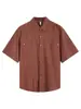 Camisas de Manga Corta para Hombre de Algodón Puro de Gama Alta, Camisas Casuales de Media Manga con Cuello para Hombre de Lujo Ligero y Gama Alta