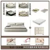 Cama minimalista estilo tatami em creme para quarto principal, cama de tecido fosco, cama cubo tamanho casal, cama de casamento para casa e pousadas