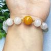 Pulsera de Cuentas Redondas de Jade de Seda Cui Jin de Tianshan de Xinjiang Ágata Amarilla Pulsera de Mano para Damas Suministro de Jade para Negocios en Vivo