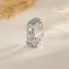 Anel de zircônia onda de alta frequência, popular na Europa e América, com design de clave de sol, estilo de rua, anel de dedo indicador em camadas com nota musical e formato de estrela