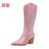 Liu Fu 2026 Outono/Inverno Novo Comércio Exterior Tamanho Grande Botas Femininas com Pedrarias WISH Amazon Estilo Europeu Americano Botas de Couro Femininas