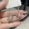 Pendientes de Flor de Circonita con Contraste de Color Fresco Estilo Coreano Primavera/Verano, Verdes, Dulces, Modernos, Elegantes, Versátiles