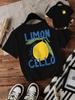 Camiseta holgada informal de manga corta con cuello redondo y estampado de limón para mujer, comercio electrónico transfronterizo de Amazon, Europa y América.