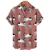Camisa de Moda Europea y Americana Transfronteriza para Hombre Estilo Nuevo Estampado Digital 3D Hawaiana Casual de Manga Corta Cárdigan Superior