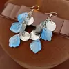 Brincos de Gancho com Franjas e Discos de Concha Frescos e Doces, Brincos da Moda e Únicos Estilo Férias, Fábrica de Brincos High-End de Nicho