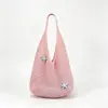 Bolsa de Malha Crochê com Flores Vazadas Estilo Coreano Grande Capacidade Estilo Preguiçoso Bolsa Tecida Estilo Férias de Verão Bolsa de Praia