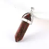 Collar de cristal con colgante de piedra natural europeo y americano al por mayor Amazon wish ágata columna hexagonal bala joyería de comercio exterior