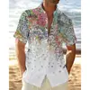 Camisa Casual de Verano para Hombre de Comercio Exterior 2024 Estilo Hawaiano Cuello Vertical Manga Corta Estampado 3D Camisa para Hombre