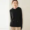 Suéter de Cachemira con Capucha Otoño Nuevo para Mujer Cachemir Espeso Tejido de Punto Suéter Básico Estilo Coreano Holgado Adelgazante Suéter Exterior