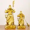Estátua de Bronze de Guan Yu com Espada e Lingote para Casa, Sala de Estar, Entrada ou Loja, Apresentando Guan Gong como o Deus da Riqueza