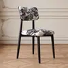 Silla de Comedor de Acero al Carbono Color Crema, Elegante Juego de Mesa y Sillas de Comedor, Silla de Comedor de Diseño para el Hogar, Silla Tapizada de Lujo Ligero de Gama Alta
