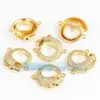 Acessórios para joias DIY metade anel duplo conector NY em prata 925 dourada microcravejado