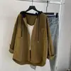 2025 Nueva Camisa con Capucha Casual Cómoda Retro Holgada Tallas Grandes para Mujer Primavera y Otoño de Longitud Media Abrigo Versátil de Moda