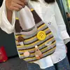 Hd845A05 Listrado Estilo Floresta Retrô Coelho Cogumelo Bolsa de Tricô Decorativa Bolsa Tote Macia e Fofa Atacado Transfronteiriço