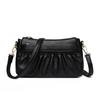 Bolso Cuadrado Pequeño de Cuero Genuino de Color Sólido Venta Barata Transfronteriza Bolso Plisado de Alta Gama para Mamá Bolso Bandolera de Hombro Único Nuevo Estilo para Mujeres