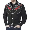 Moda Masculina Transfronteriza Nueva Camisa Estampada Estilo Oeste Americano Camisa Suelta de Manga Larga Estampada