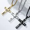 Joia Inspiradora Moderna Europeia e Americana Colar Cruz de Aço Titânio para Homens, Pingente Artístico de Moda de Rua com Personalidade de Nicho