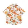 Camisa azul ligera de verano con cuello cubano para vacaciones en la playa para hombres y mujeres, corte holgado moderno, talla grande, camisa hawaiana de manga corta