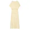 Atacado de Roupas Femininas Transfronteiriças Verão 2026 Novo Estilo Simples e Elegante Cor Sólida Moda Ajuste ao Corpo Cintura Marcada Emagrecedor Vestido