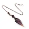 Comércio Exterior Novos Produtos Prata Antiga Cristal Colorido Pêndulo Pedra Semi-preciosa Pedra Colorida Resina Pêndulo Hexágono Cone Pingente