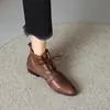 Botines Casuales de Piel Suave con Suela Suave, Punta Fina, Estilo Retro, Cordones, Tobillo, para Mujer, Novedad Primavera Otoño 2026, Botas de Moda