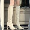 Botas de Moda 2024 con Tacón, Botas Largas Versátiles Estilo Dopamina, Botas de Punta Trendy para Faldas