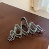 Grampo de Cabelo Metálico Grande Onda Dupla Estilo Coreano, Grampo Garra de Tubarão para a Parte de Trás da Cabeça, Acessório de Cabelo Elegante e Estiloso
