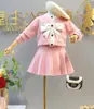 2026 Ropa de Otoño e Invierno para Niñas Estilo Coreano Conjunto de Falda de Punto Pequeño Estilo Chanel Suéter y Falda Corta para Bebé Conjunto de Dos Piezas 6802