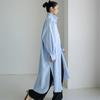 Vestido camisero Cárdigan largo Chaqueta Holgado talla extra Manga larga Camisa Bf Irregular Abertura Protección solar Moderno