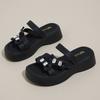 0513 Nuevas Sandalias Medias Zapatillas para Mujer 2025 Verano Negras Tacón Alto Zapatillas Casuales Zapatos de Mujer Aumentadas Transpirables Suela Gruesa