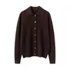 Nueva Chaqueta de Punto Versátil de Color Sólido para Mujer Otoño e Invierno, Polo de Cachemir Tejido, Camisa de Punto de Color Sólido, Cárdigan Casual