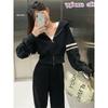Conjunto Deportivo Casual para Mujer Principios de Otoño 2024 Nueva Moda Holgado Reductor de Edad Sudadera Waffle Conjunto de Dos Piezas # 824