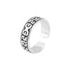 Anillo Vintage con Patrón Auspicioso Ins Celebridad de Internet Distintivo Plata Vieja Chapada Apertura Anillo Joyería de Mano Suministro de Comercio Electrónico