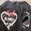 Camiseta de Manga Tres Cuartos Estampada de Moda Cuello Redondo Marca de Moda Juvenil Popular para Hombre Holgada Verano de Moda Hombre