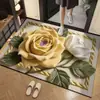 Felpudo con estampado floral simulado 3D para entrada de casa, alfombrilla para pies resistente a la suciedad, alfombrilla de suelo absorbente para baño