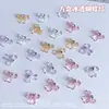 Decoraciones de Uñas con Forma de Lazo de Resina con Pedrería, Nuevos Accesorios Transparentes de Uñas con Forma de Lazo de Moda con Pedrería