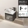 Gabinete de baño de aluminio espacial para espacios pequeños, combinación de gabinete para lavabo de baño con lavabo integrado de cerámica, inodoro impermeable