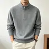 2026 Nuevo Suéter de Punto Cálido Casual de Alta Calidad con Cuello Alto y Media Cremallera para Hombre, Otoño, Versátil, Moderno, Dropshipping