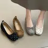 Primer Encuentro: Bailarinas de lunares estilo coreano con tacón oculto, con diseño de lazo, colección nueva 2026, estilo suave y etéreo, zapatos de suela blanda