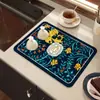Tapete para Mesa de Comedor, Encimera, Cocina, Resistente a Manchas, Aislante Térmico, Diatomeas, Estilo Retro Europeo, Floral