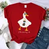 Gafas de Sol Diseño de Pato Bebiendo Camiseta de Mujer Verano Cómoda Camiseta Casual Cuello Redondo Ropa Hip-Hop Suave Manga Corta para Mujer