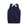Chaleco Retro Americano Verano Lavado Algodón Puro Arrugado Chaleco Estilo Europeo y Americano Clásico Cuadros Cordones Halter Profundo V Espalda Descubierta