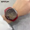 Sanda Nuevo podómetro calorías hombres impermeable digital luz verde reloj deportivo moda multi-funcional reloj electrónico