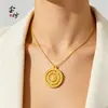 Pingente da Sorte Estilo Antigo Banhado a Ouro com Caractere "F" Rotativo, Colar Feminino, Estilo Chinês Moderno, Venda Direta do Fabricante, Em Estoque Atacado