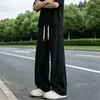 Pantalones deportivos rectos de tejido ligero, pantalones largos de estilo veraniego para hombre, pantalones casuales de pierna ancha de seda helada con caída holgada