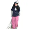 Conjunto de Dos Piezas de Algodón Puro para Niños, Primavera y Otoño, Camiseta de Manga Larga con Bloques de Color, Sudadera Nueva y Elegante de Primavera para Niñas