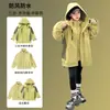 Jaqueta Feminina 3 em 1 Impermeável com Capuz Espesso Color Block Outwear Outono Inverno Média Grande Crianças Exterior Estilo Coreano Estilo Tendência Jaqueta Tendência