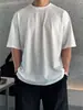 Camiseta de Manga Corta de Color Sólido Estilo Simple MYQ para Hombre, Camiseta Corta de Cuello Redondo Pequeño de Verano, Media Manga Estilo Coreano para Ir al Trabajo