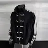 Nueva chaqueta para hombre estilo chino con cierres de botón tradicionales, diseño de primavera, chaqueta tipo béisbol con cuello mao y tres rayas, chaqueta tipo cárdigan deportivo
