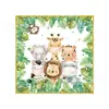 Nova Decoração de Animais da Selva em Desenho Animado Suprimentos Arranjo Aniversário Infantil Bandeja de Papel Guardanapo de Papel Toalha Roupa de Mesa Tema Floresta